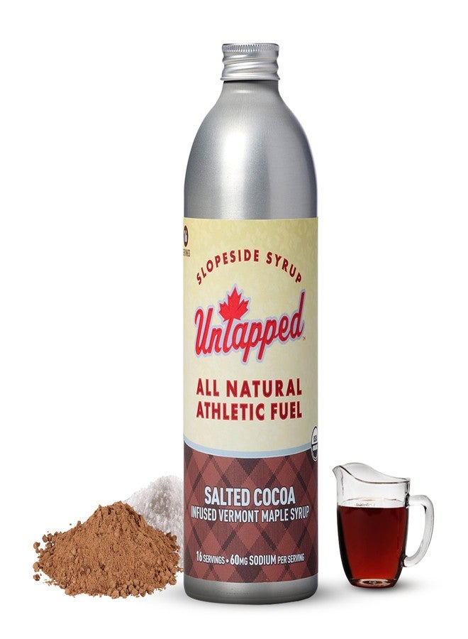 UnTapped Salted Cocoa Bulk Bottle – 16 Servings | 16 Fl Oz Aluminum Bottle | Pure Vermont Maple Syrup with Cocoa and Sea Salt for Natural Energy | Endurance Fuel for Athletes - Image 1