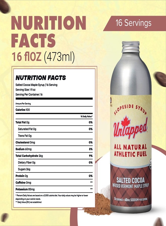 UnTapped Salted Cocoa Bulk Bottle – 16 Servings | 16 Fl Oz Aluminum Bottle | Pure Vermont Maple Syrup with Cocoa and Sea Salt for Natural Energy | Endurance Fuel for Athletes - Image 4