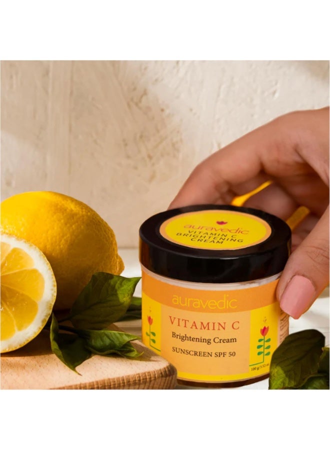 AURAVEDIC Vitamin C Face Cream For Women Men With Sunscreen Spf 50 Sun Cream Day Cream For Women Daily Use With Almond Oil Argan Oil Avocado Oil Jojoba Oil Dark Spot Removal Cream 100g - Image 3