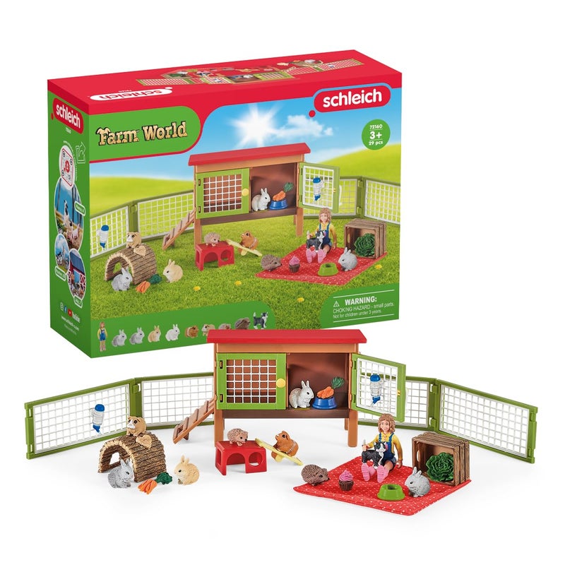Schleich Farm World 26 PC Little Pets Pen and Picnic Playset Tiny Pets Farm Friends with Girl Kitten Bunnies and Accessories Miniature Animal Toys for Girls and Boys Kids 3 - Image 2