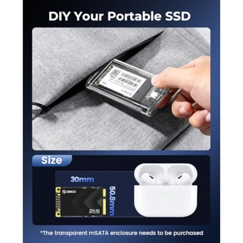محرك أقراص الحالة الصلبة الداخلي mSATA SSD سعة 512 جيجابايت، SATA III بسرعة 6 جيجابت في الثانية ثلاثية الأبعاد NAND لأجهزة الكمبيوتر المحمولة Ultrabooks Desktop-ZH10 - Image 4