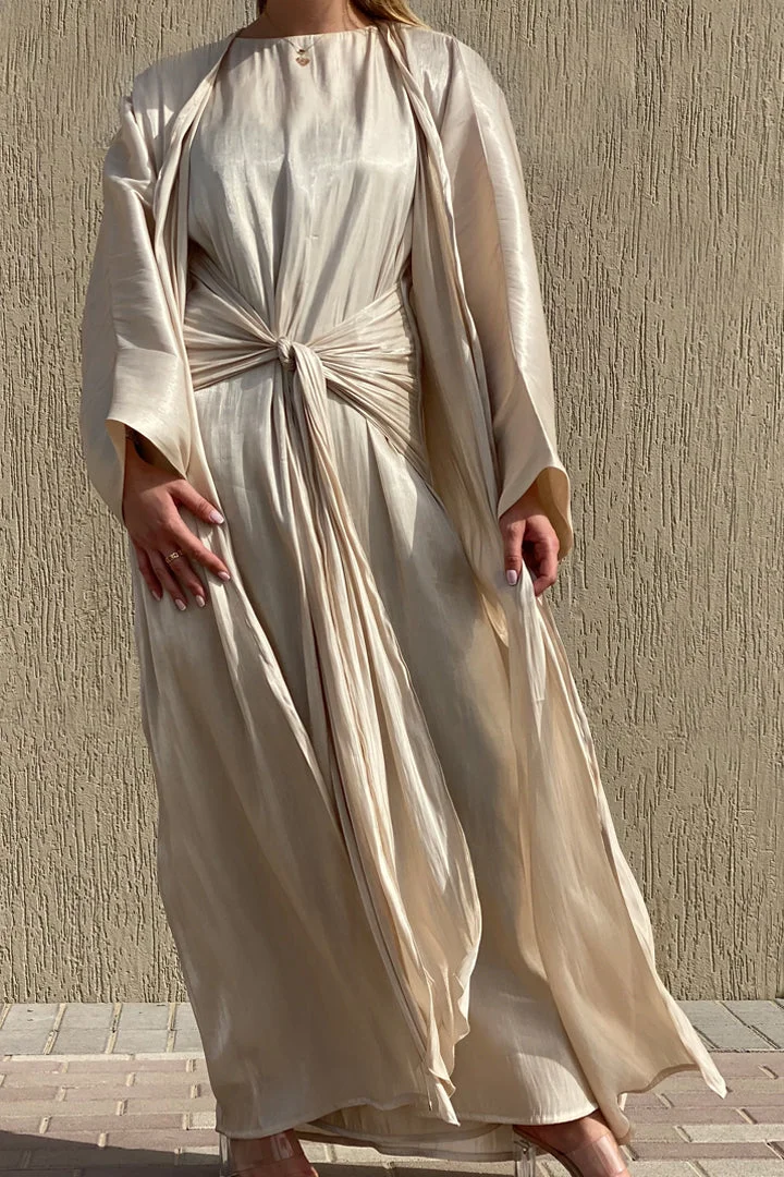 Moistreet 3 Piece Shimmer Abaya Set