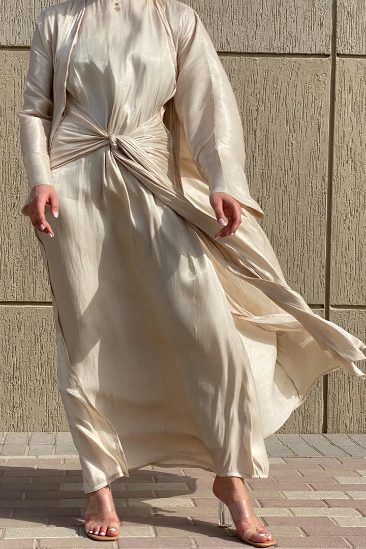 Moistreet  3 Piece Shimmer Abaya Set for Women | Best Price UAE