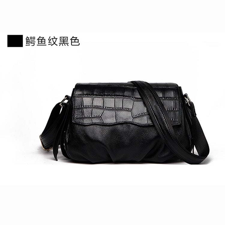 Retro 2025 Korean Style Crocodile Pattern Genuine Leather Women'S Bag Single Shoulder Women'S Crossbody Flip Bag - Image 1
