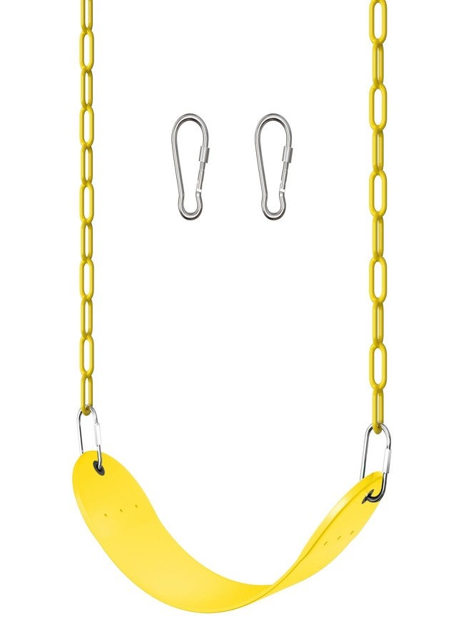 AGPtek EVA Soft Plastic Swing Set, AGPTEK Swing Seat with 66 Inch Heavy-Duty Rust-Resistant Chains, Suitable for Kids and Adults up to 250 lbs for Outdoors, Playground, Jungle & Gym(Yellow) - Image 1