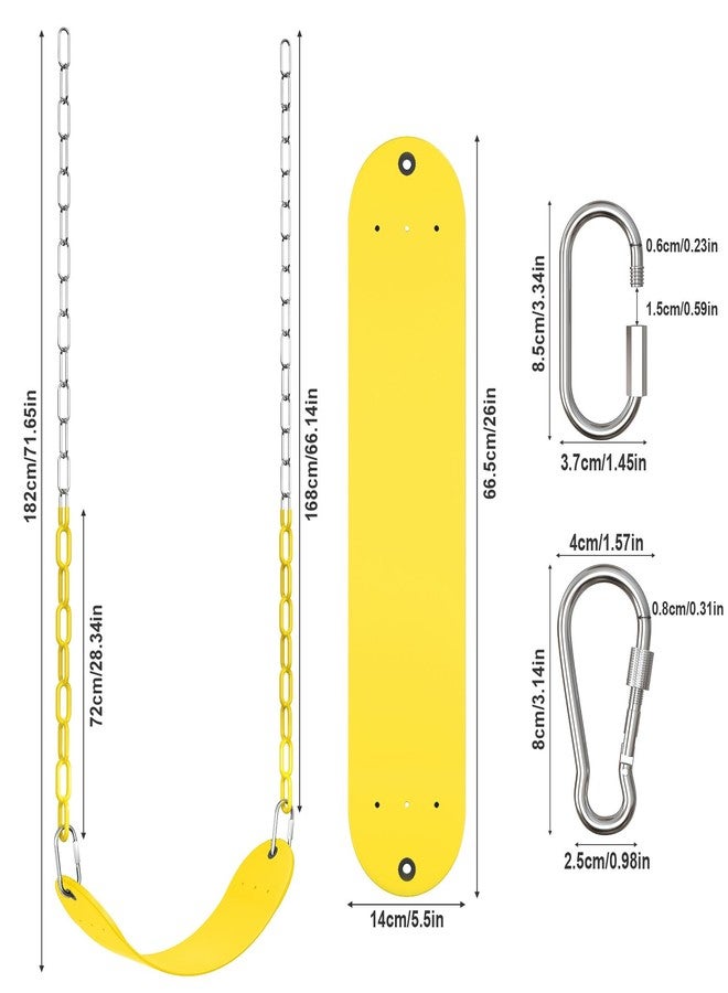 AGPtek EVA Soft Plastic Swing Set, AGPTEK Swing Seat with 66 Inch Heavy-Duty Rust-Resistant Chains, Suitable for Kids and Adults up to 250 lbs for Outdoors, Playground, Jungle & Gym(Yellow) - Image 2