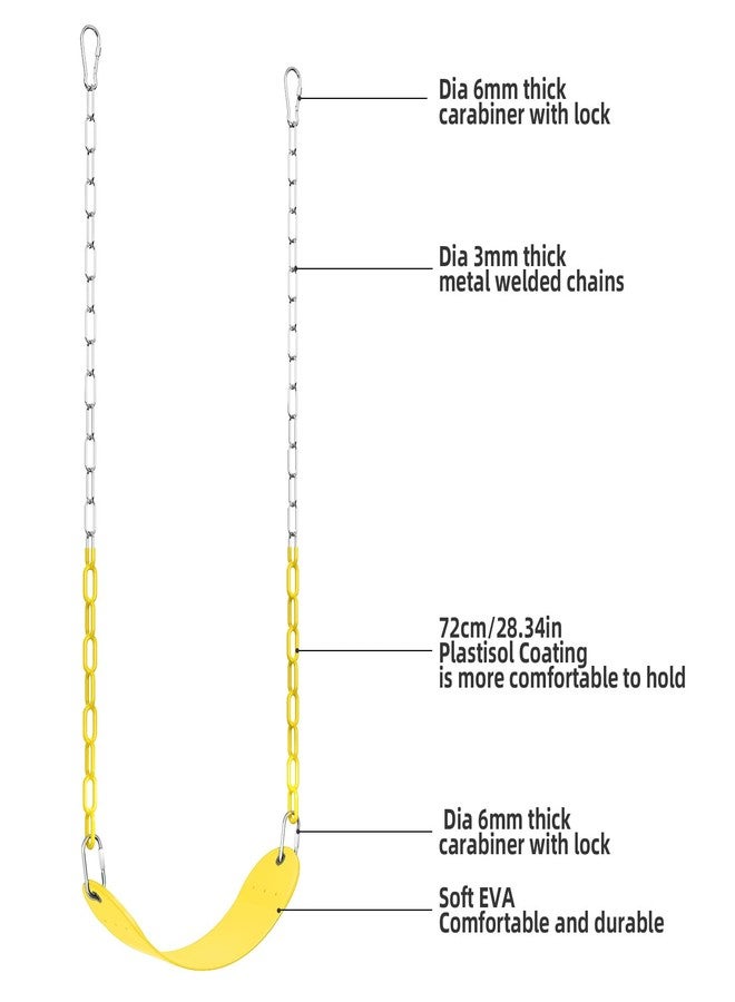 AGPtek EVA Soft Plastic Swing Set, AGPTEK Swing Seat with 66 Inch Heavy-Duty Rust-Resistant Chains, Suitable for Kids and Adults up to 250 lbs for Outdoors, Playground, Jungle & Gym(Yellow) - Image 5