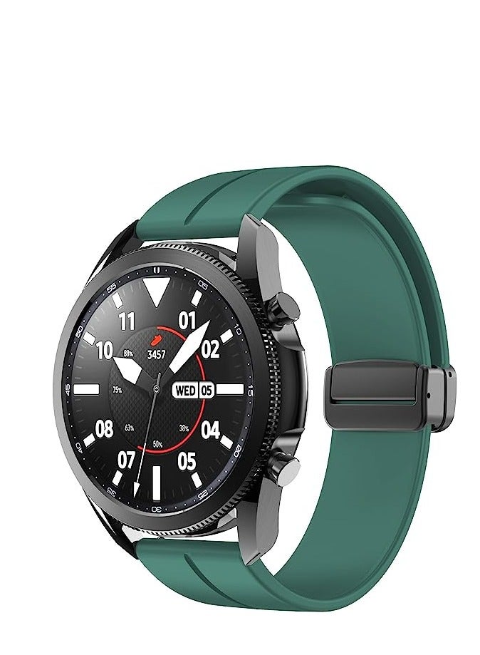 Watch 20mm Magnetic Folding Buckle Clasp Watch Band - Soft Silicone Sport Watch Bands for Women and Men,  Silicone Watch Strap Green - Image 3