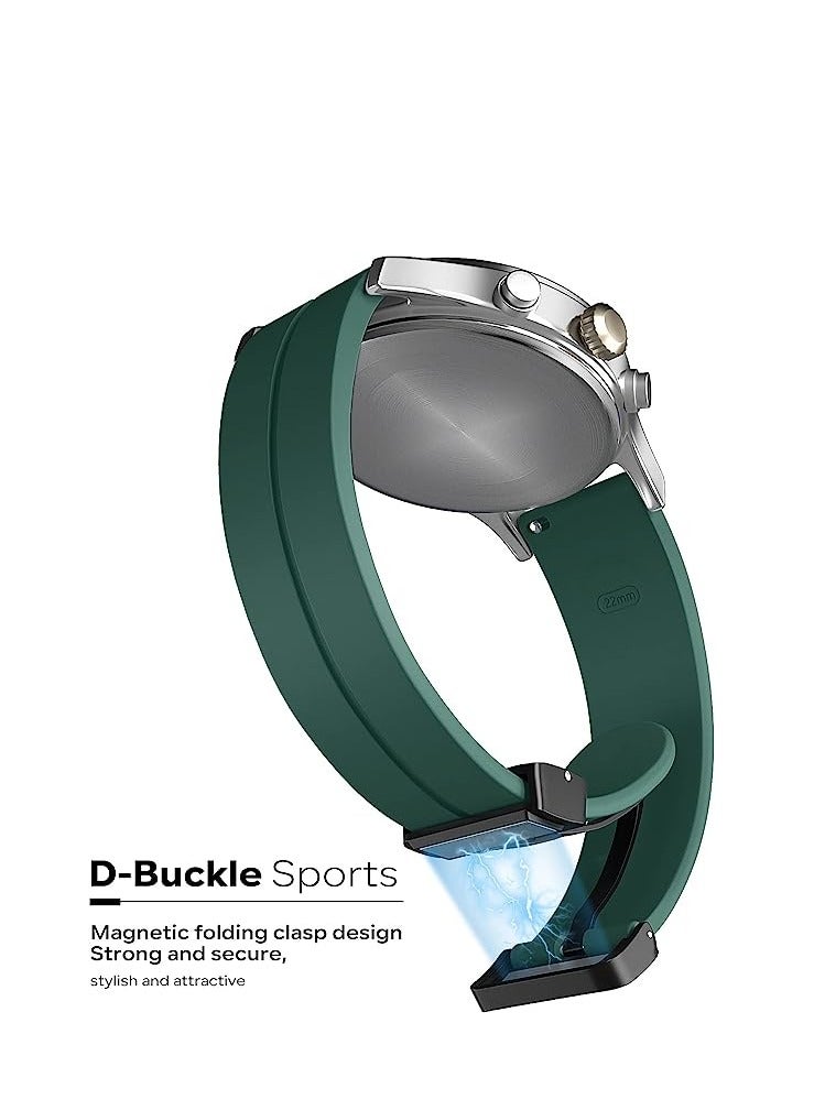 Watch 20mm Magnetic Folding Buckle Clasp Watch Band - Soft Silicone Sport Watch Bands for Women and Men,  Silicone Watch Strap Green - Image 4