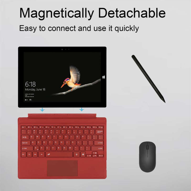 Bluetooth Keyboard: 12.3-inch Rosy Slim Magnetic Detachable Wireless Keyboard - Bluetooth 5.1 With Multi-Touch Precision Touchpad for Microsoft Surface Pro 3/4/5/6/7/7 Plus Tablet Laptop Experience - Image 2