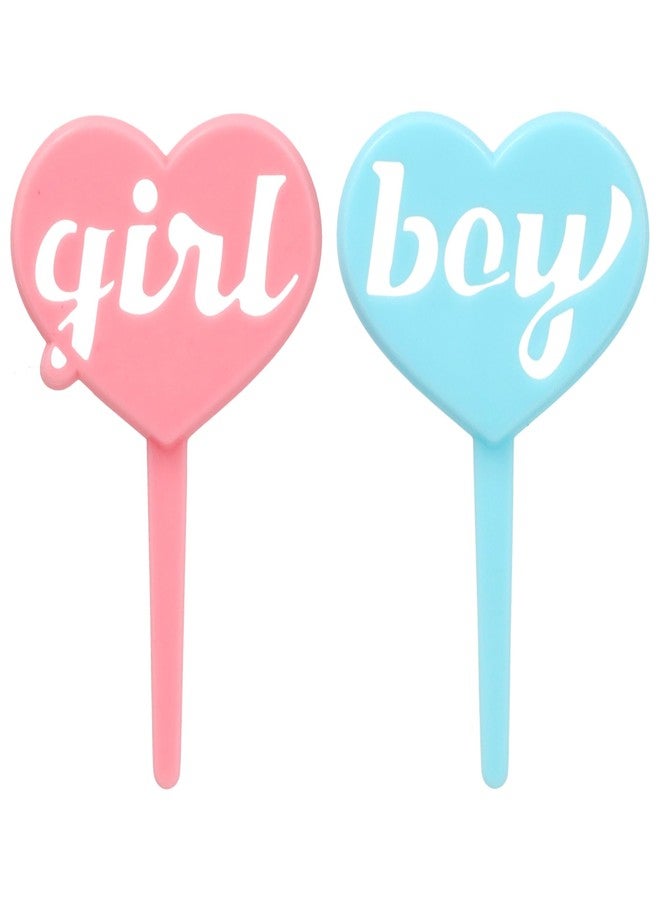 DecoPac Boy Girl Cake Toppers, 24 Gender Reveal Cupcake Decorations, Blue & Pink Cupcake Pics For Baby Shower Or Gender Reveal - 24 Pack - Image 5