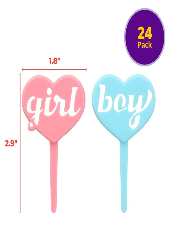 DecoPac Boy Girl Cake Toppers, 24 Gender Reveal Cupcake Decorations, Blue & Pink Cupcake Pics For Baby Shower Or Gender Reveal - 24 Pack - Image 3