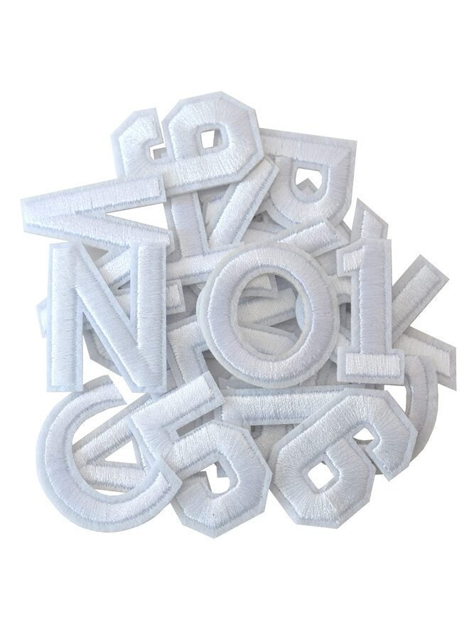72 PCS Iron on Letters and Numbers Patches, White Alphabet Embroidered Patch A-Z, Numbers 0-9 Applique for Clothes, Dress, Hat, Socks, Jeans, DIY Accessories