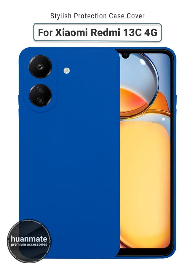huanmate Xiaomi Redmi 13C 4G Silicone Cover Blue - Premium 2.0mm TPU Silicon, Enhanced Camera Protection with Lens Shield, Shockproof & Water-Proof Cover for Xiaomi Redmi 13C 4G - Image 1