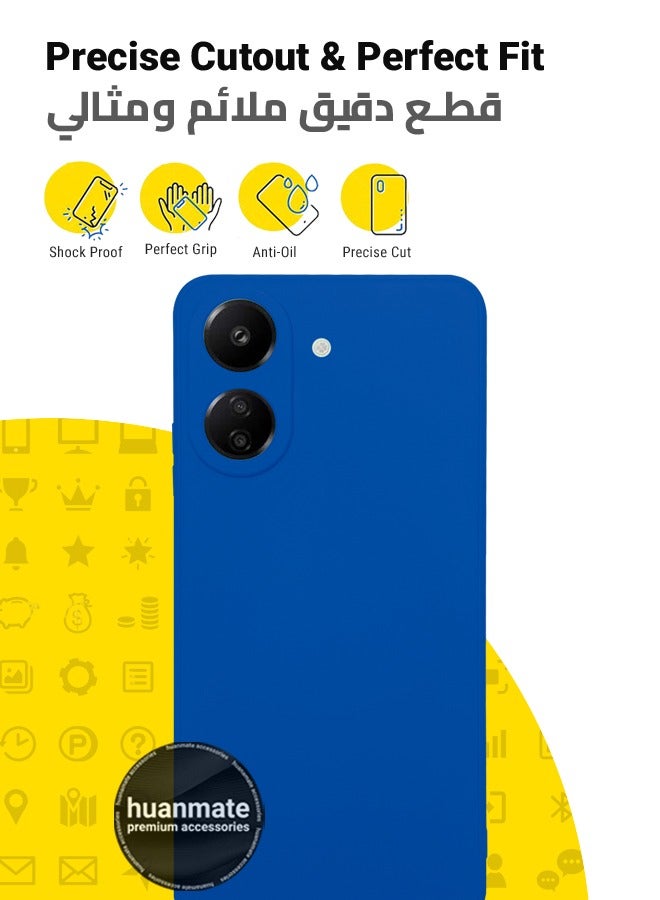huanmate Xiaomi Redmi 13C 4G Silicone Cover Blue - Premium 2.0mm TPU Silicon, Enhanced Camera Protection with Lens Shield, Shockproof & Water-Proof Cover for Xiaomi Redmi 13C 4G - Image 2