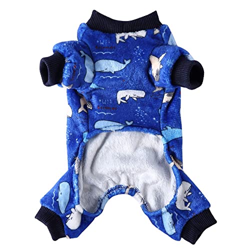 PETANGEL Dog Pajamas Coat Cat PJSJumpsuit Soft Velvet Doggie Jumpers Onesies Jammies Fleece Cat Apparel Pet Clothes Warm Flannel Cold Weather Puppy Small Dogs Rompers (Dolphin Size: L) - Image 2