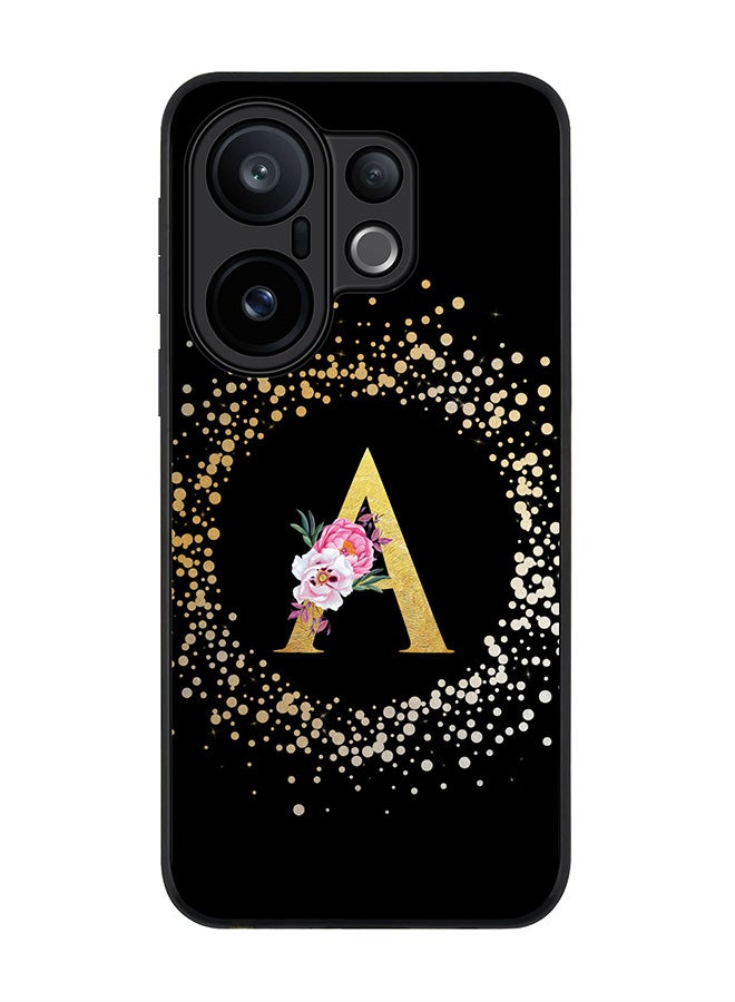 Stylizedd غطاء لجهاز vivo X200 FE / S30 Pro mini، حماية كاميرا رفيعة، غطاء هاتف مضاد للصدمات - تصميم مخصص مزخرف بالأزهار - A (أسود) - Image 1