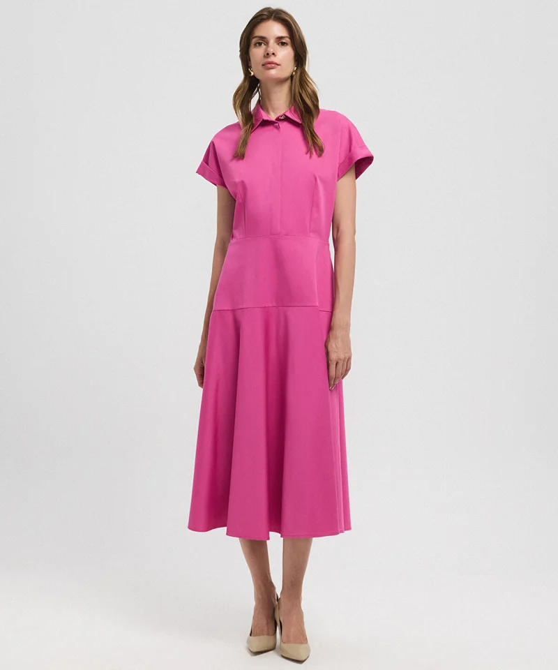 ابيكول Buttoned A-Line Shirt Dress