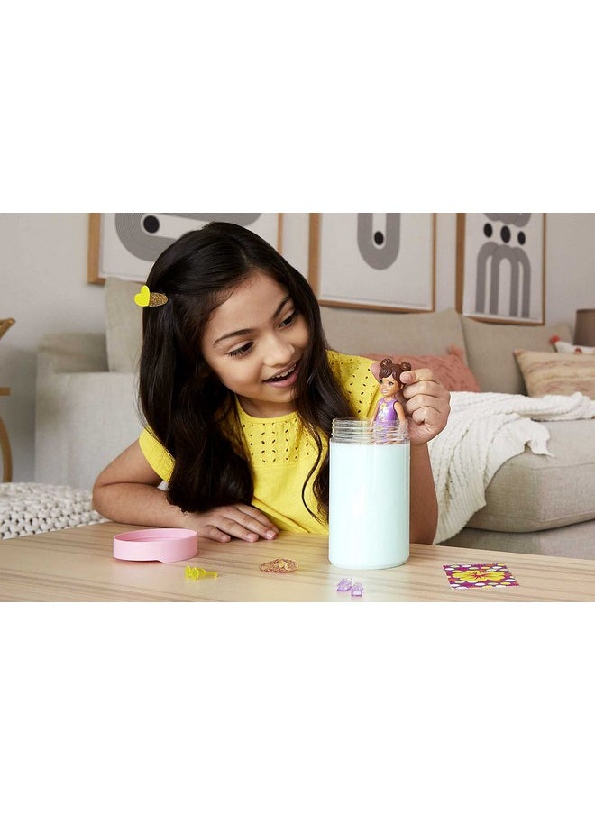 Barbie Chelsea Color Reveal Doll 6 Surprises Marble Blue Look Hair Color Change Sand & Sun Series [Styles Vary]  - Image 3