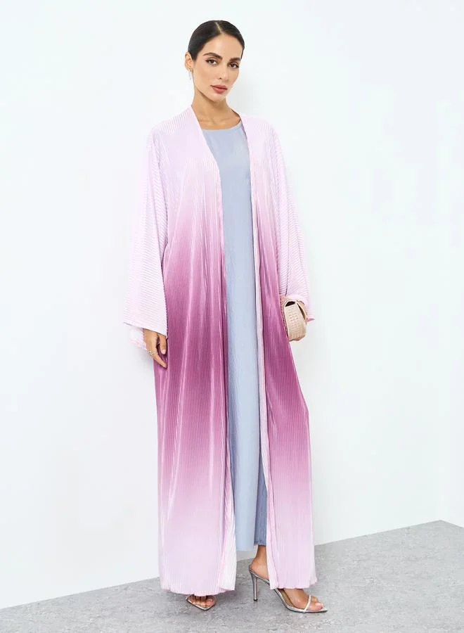 تايك تو عباية بنسيج بارز وتصميم أومبريه وأكمام واسعة