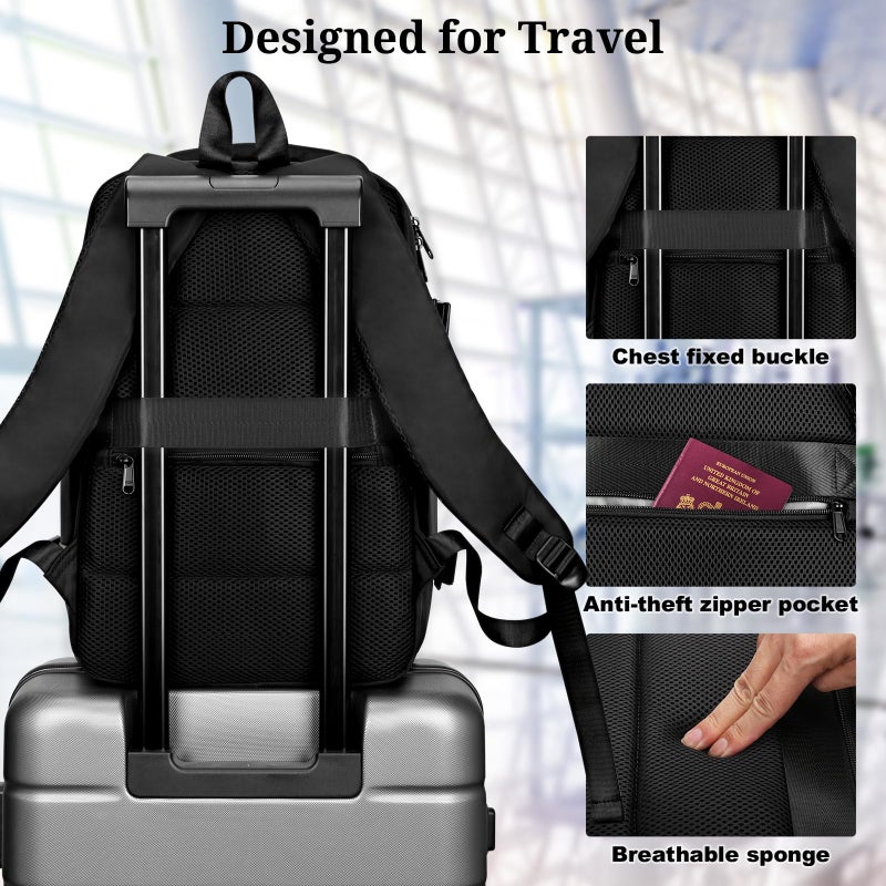 HOMIEE Spirit Airlines Personal Item Bag 18x14x8 Travel Backpack, 32L Carry on Luggage Underseat Airline Approved Weekender Bag Fits 15.6 Inch Laptop, Black - Image 4