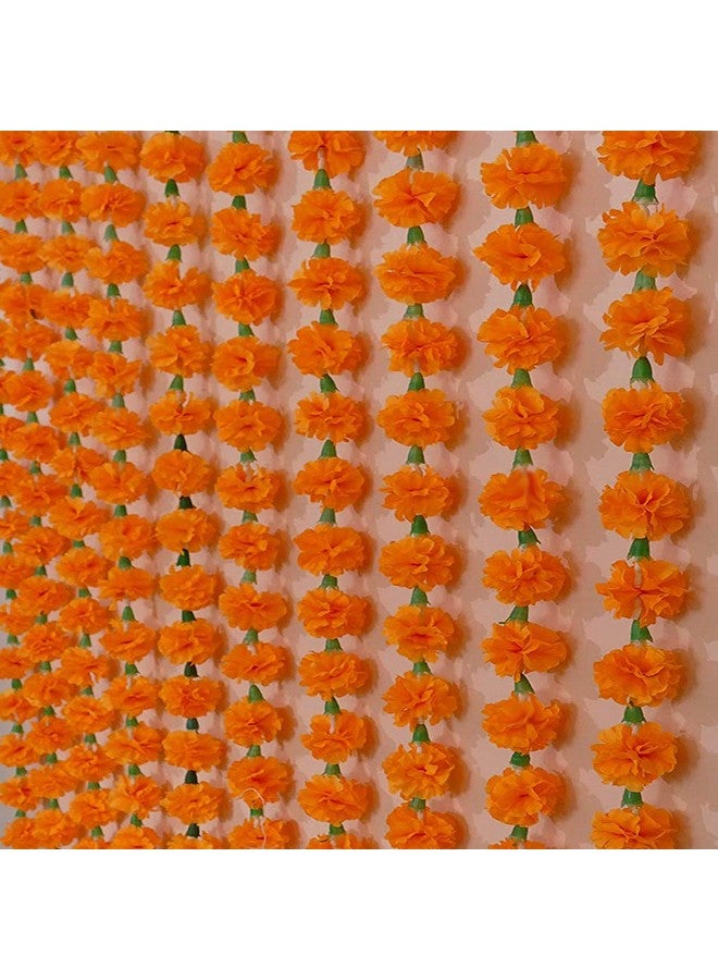 إس 2 إس قماش زينة جانبيتي من إس تو إس، زهور صناعية لتزيين الحائط (برتقالي) - 10 قطع - Image 1