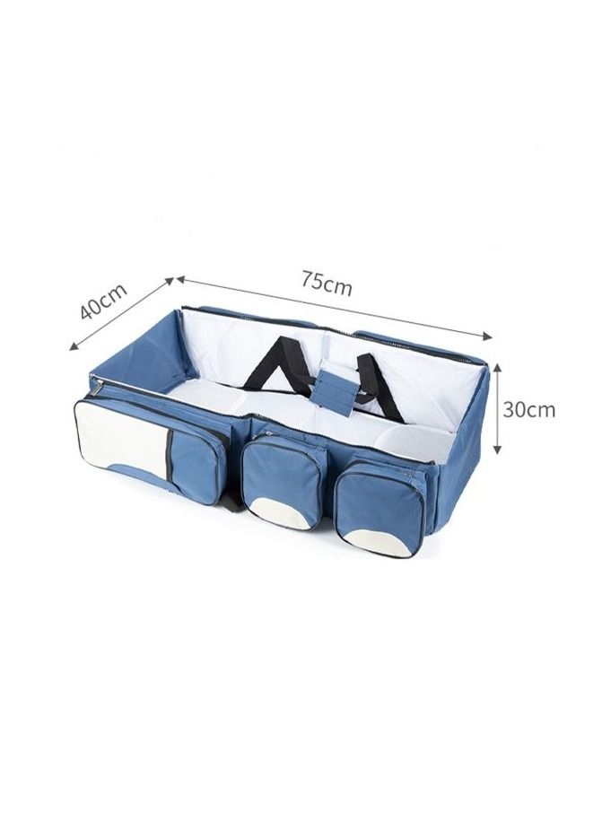 AS SEEN ON TV Multifunctional Foldable Baby Diaper Backpack Bed with Changing Station Blue  - Image 5