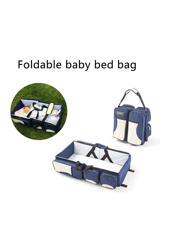 AS SEEN ON TV Multifunctional Foldable Baby Diaper Backpack Bed with Changing Station Blue  - Image 2