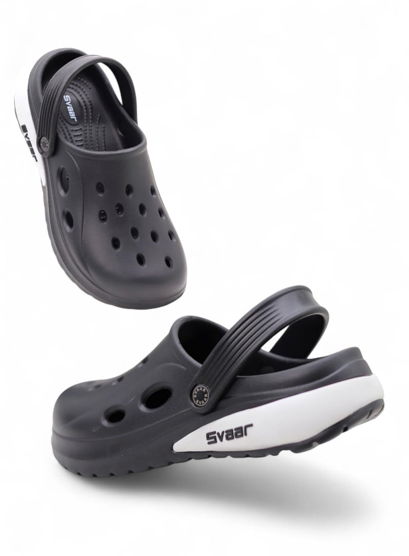 SVAAR Drift Men's Classic Casual Sports Clogs with Adjustable Back Strap for Adults | Comfortable & Lightweight | Stylish, Anti-Skid & Waterproof | Everyday Use Sandals for Men & Boys Black - Image 1