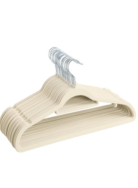 Red Dot Gift®10-Pack Beige Non-Slip Velvet Hangers 42cm With 360 Degree Rotatable Hook - Durable & Slim - Non Slip Hangers for Coat Hangers - Pant Hangers