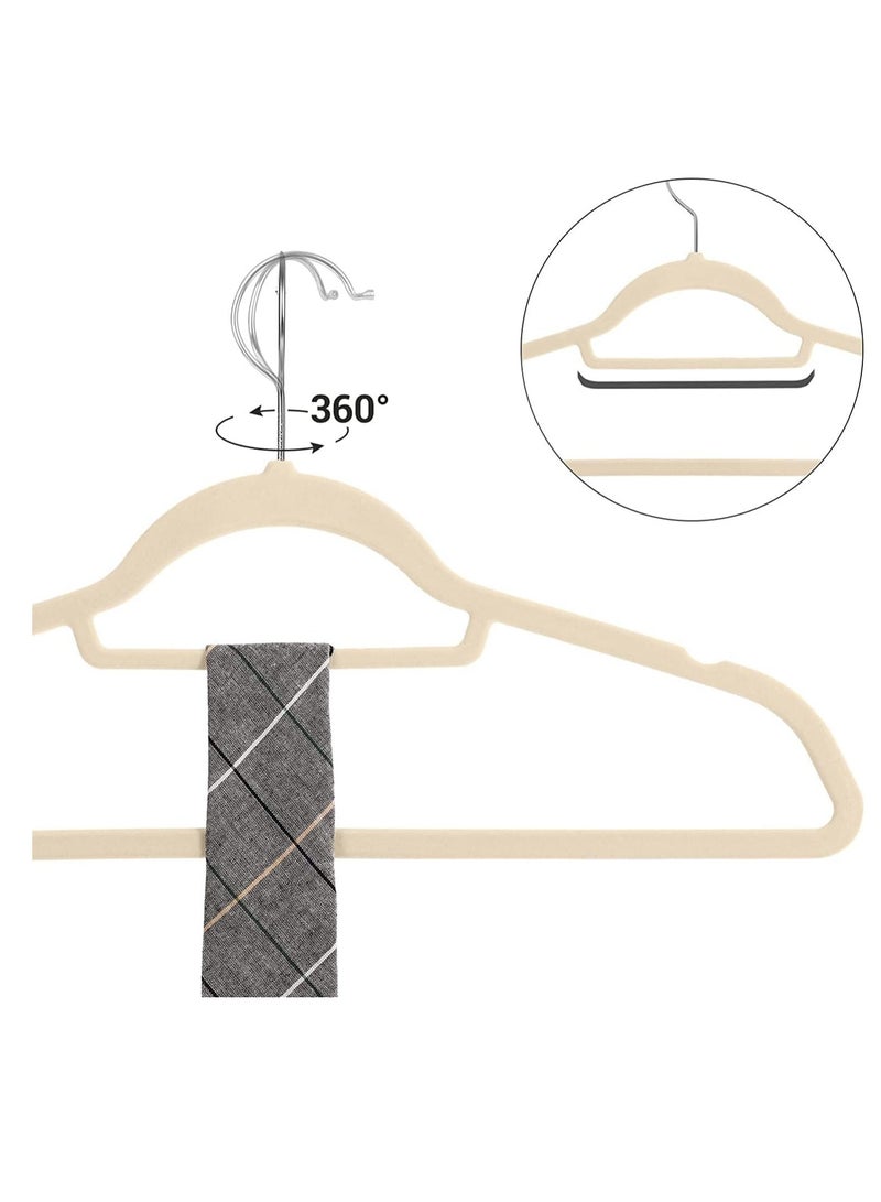 Red Dot Gift Red Dot Gift®10-Pack Beige Non-Slip Velvet Hangers 42cm With 360 Degree Rotatable Hook - Durable & Slim - Non Slip Hangers for Coat Hangers - Pant Hangers - Image 2