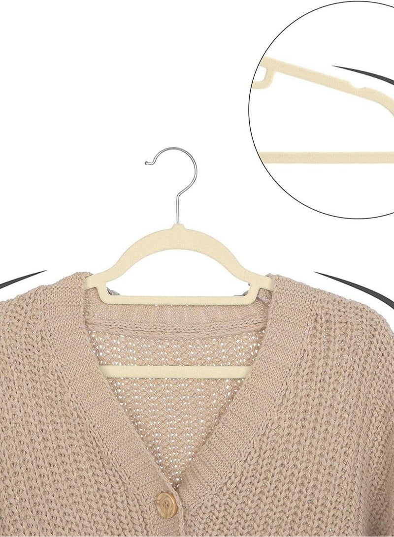 Red Dot Gift Red Dot Gift®10-Pack Beige Non-Slip Velvet Hangers 42cm With 360 Degree Rotatable Hook - Durable & Slim - Non Slip Hangers for Coat Hangers - Pant Hangers - Image 5