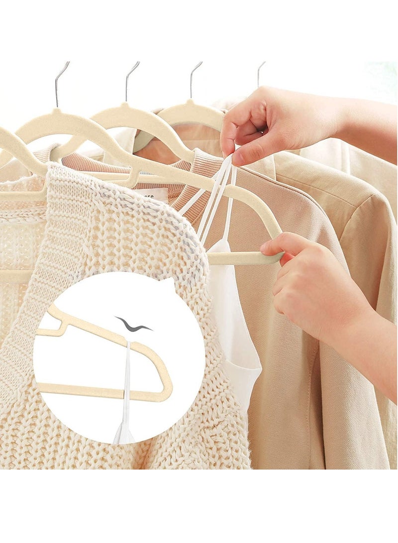 Red Dot Gift Red Dot Gift®10-Pack Beige Non-Slip Velvet Hangers 42cm With 360 Degree Rotatable Hook - Durable & Slim - Non Slip Hangers for Coat Hangers - Pant Hangers - Image 3