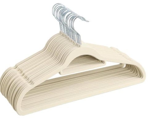 Red Dot Gift®10-Pack Beige Non-Slip Velvet Hangers 42cm With 360 Degree Rotatable Hook - Durable & Slim - Non Slip Hangers for Coat Hangers - Pant Hangers