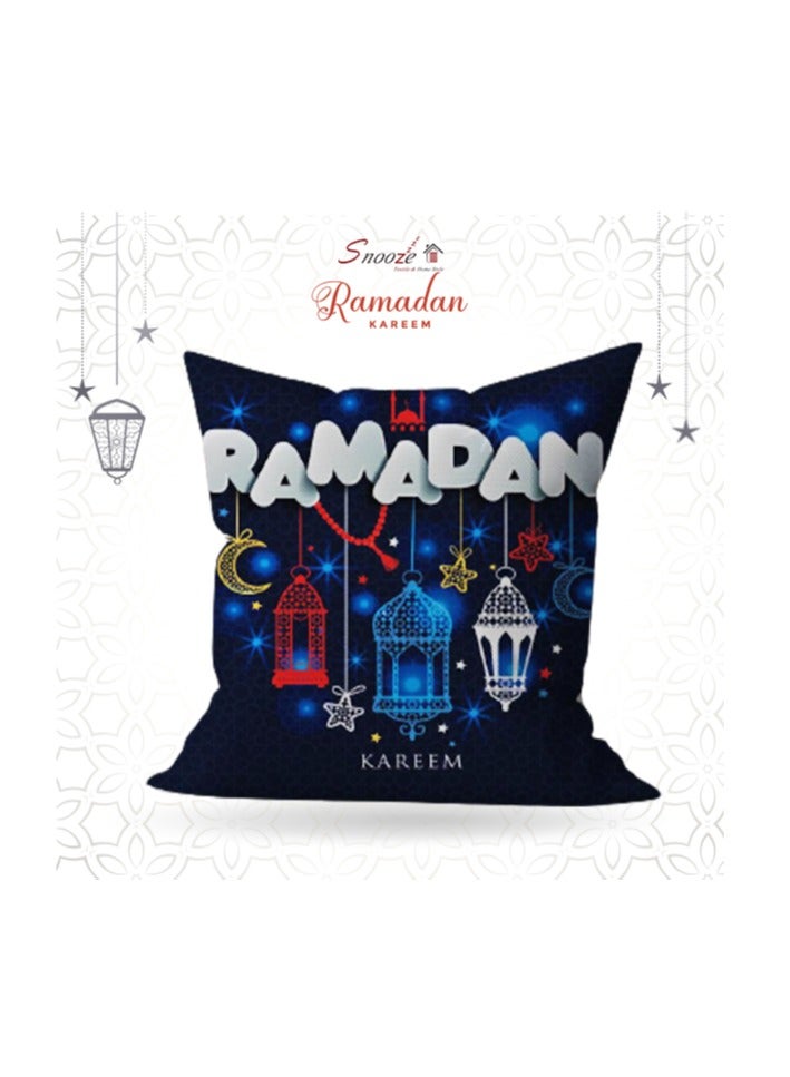 سنوز كوشن كوفر رمضان- دارك بلو، 45*45 سم, عبوه قطعه واحده 