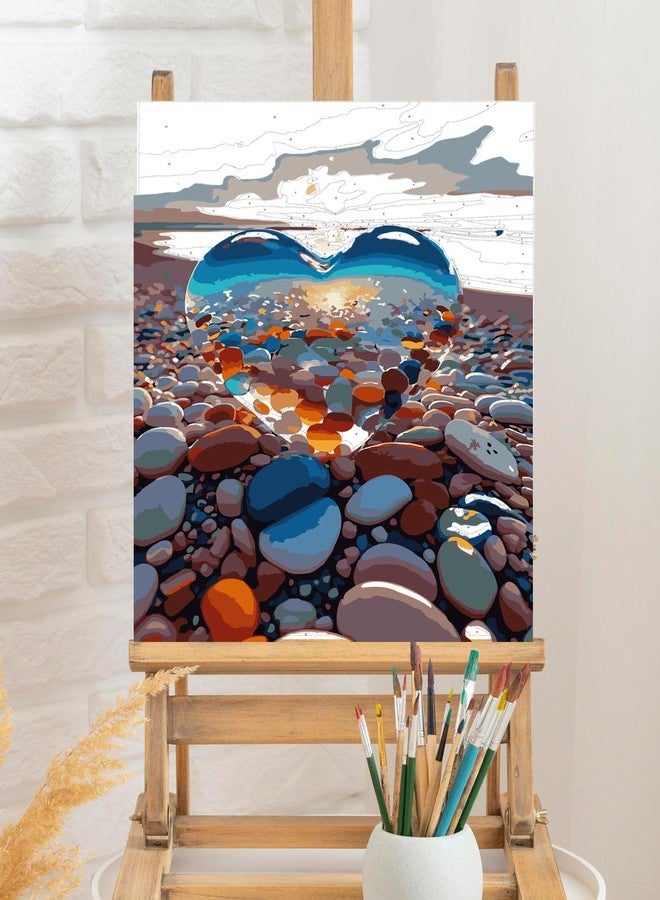 TOCARE Paint by Numbers Kit for Adults Beach Sunset, Acrylic Adult Paint by Number Sunset with Crystal Heart 16x20inch for Home Wall Decor - Image 5