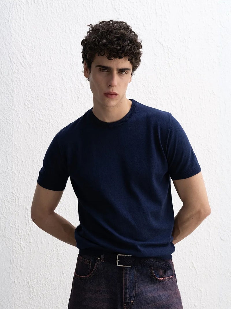 GIESTO Solid Crew Neck Cotton T-Shirt - Image 1