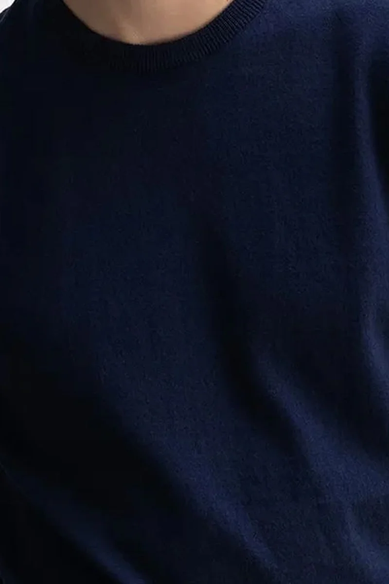 Giesto Navy Blue GIESTO Solid Crew Neck Cotton T-Shirt for Men | Best Price UAE