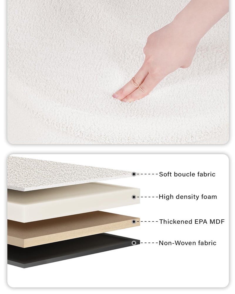 B FSOBEIIALEO Ottoman with Stroage, Round Sherpa Storage Ottoman Stool, Boucle Foot Rest22 x 22"x15.75" (White) - Image 5