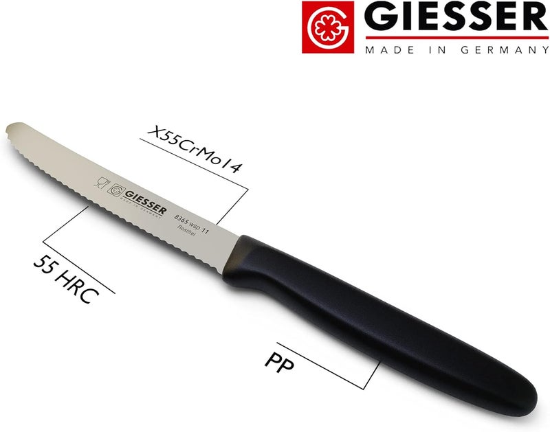Giesser since 1776 - Made in Germany - Tomato Knife Set of 6 Black, Blade 11 cm, Non-Slip, Small Universal Knife Dishwasher Safe, Rustproof - Image 3
