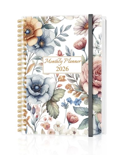 Tuun Fuplan Monthly Planner 2026 Monthly Calendar from January 2026 to December 2026 2026 Planner with Inner Pocket Elastic Band 58 x 85 Colorful Large Flower - Image 1