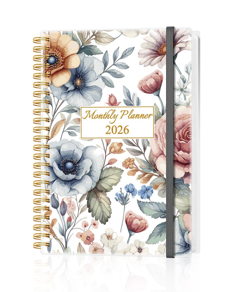 Tuun Fuplan Monthly Planner 2026 Monthly Calendar from January 2026 to December 2026 2026 Planner with Inner Pocket Elastic Band 58 x 85 Colorful Large Flower - Image 2