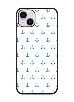 Rugged Black edge case for Apple iPhone 14 Slim fit Soft Case Flexible Rubber Edges Anti Drop TPU Gel Thin Cover - Anchor Blue