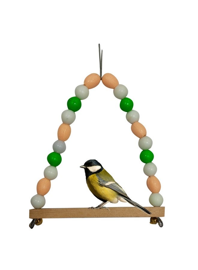 إيميلي بيتس لعبة أرجوحة معلقة من الخشب الطبيعي للطيور الصغيرة والمتوسطة، مجثم خشبي، مساعد تدريب، عصا للطيور البادجي، العصافير، الجاوا، وجميع الطيور متوسطة الحجم، حامل لعب الطيور (متعدد الألوان) - Image 1