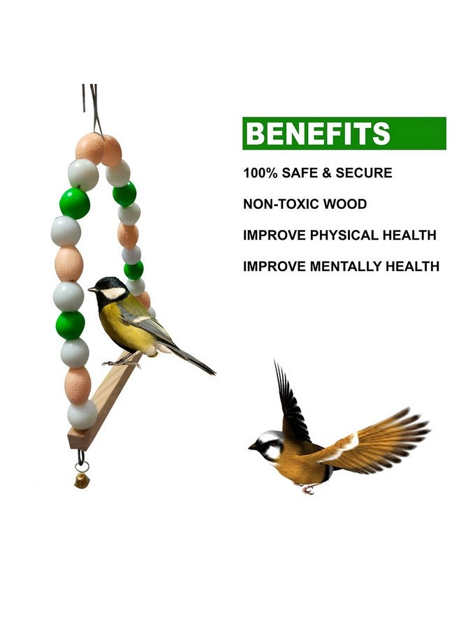 إيميلي بيتس لعبة أرجوحة معلقة من الخشب الطبيعي للطيور الصغيرة والمتوسطة، مجثم خشبي، مساعد تدريب، عصا للطيور البادجي، العصافير، الجاوا، وجميع الطيور متوسطة الحجم، حامل لعب الطيور (متعدد الألوان) - Image 2