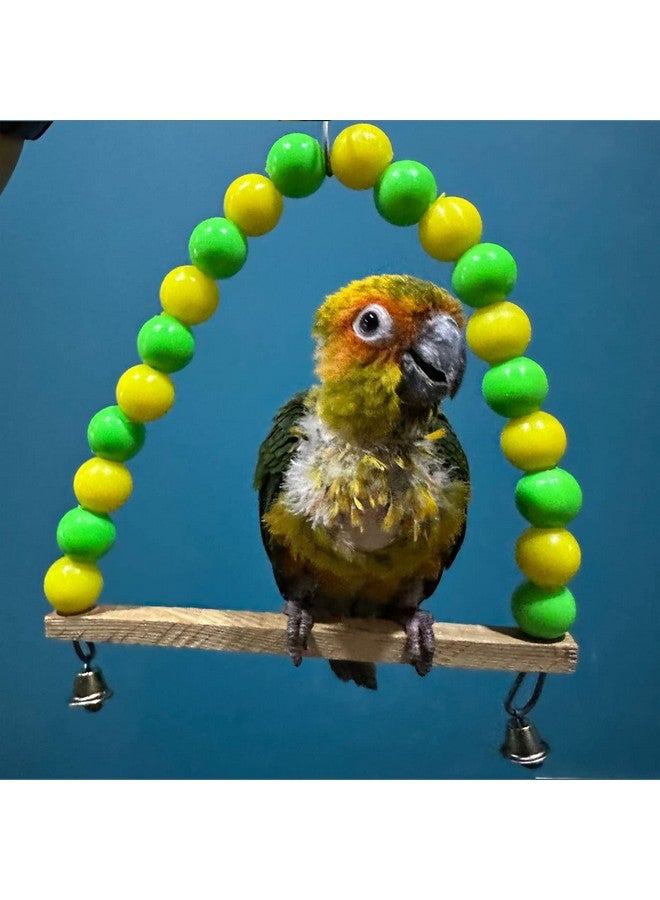 إيميلي بيتس لعبة أرجوحة معلقة من الخشب الطبيعي للطيور الصغيرة والمتوسطة، مجثم خشبي، مساعد تدريب، عصا للطيور البادجي، العصافير، الجاوا، وجميع الطيور متوسطة الحجم، حامل لعب الطيور (متعدد الألوان) - Image 4