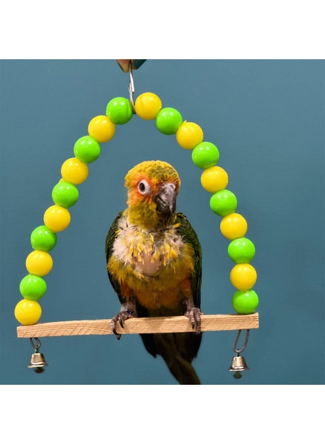 إيميلي بيتس لعبة أرجوحة معلقة من الخشب الطبيعي للطيور الصغيرة والمتوسطة، مجثم خشبي، مساعد تدريب، عصا للطيور البادجي، العصافير، الجاوا، وجميع الطيور متوسطة الحجم، حامل لعب الطيور (متعدد الألوان) - Image 3