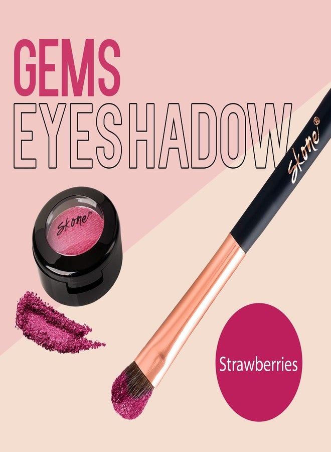 Skone Cosmetics Gems Eye Shadow, Highly Pigmented, Longwear Eye Makeup, Single Eyeshadow with Pro Shimmery Finish - Ultra-Blendable, Slightly Shimmer Shades - PinkEyeshadow - Strawberries - Image 2