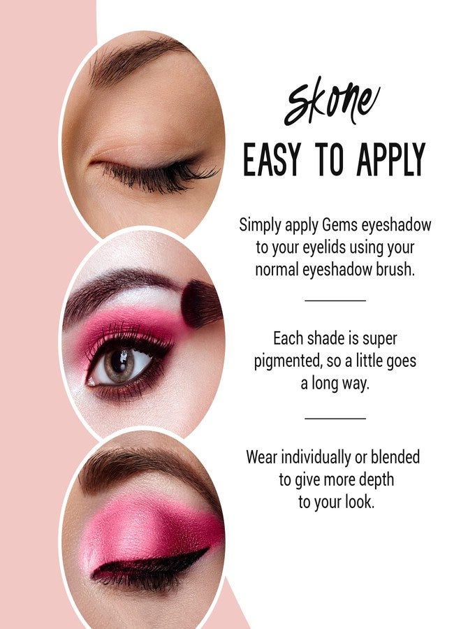 Skone Cosmetics Gems Eye Shadow, Highly Pigmented, Longwear Eye Makeup, Single Eyeshadow with Pro Shimmery Finish - Ultra-Blendable, Slightly Shimmer Shades - PinkEyeshadow - Strawberries - Image 4