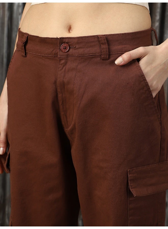 HIGH STAR Women’s Dad Fit Brown Trousers with Cargo Pockets – Stylish and Functional  - Image 5